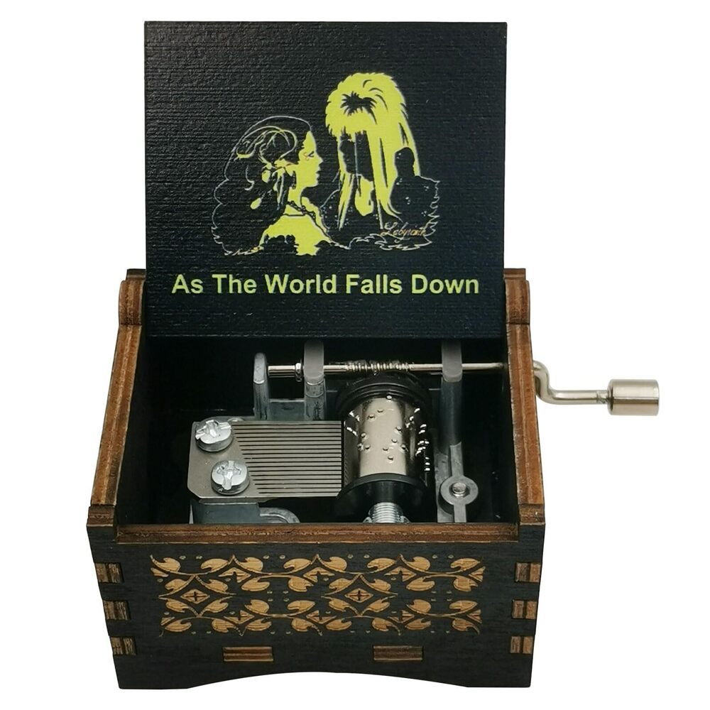 4765 As The World Falls Down Wooden Hand Crank Music Box Antique Vintage